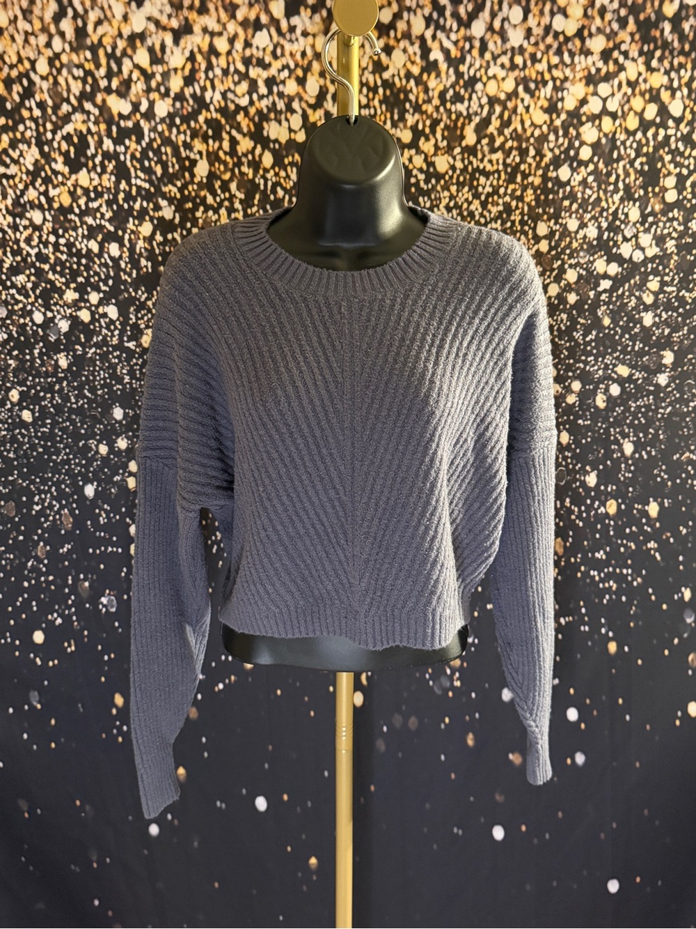 Hollister Charcoal Ribbed Crewneck Sweater